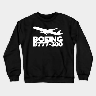 Boeing B777-300 Silhouette Print (White) Crewneck Sweatshirt